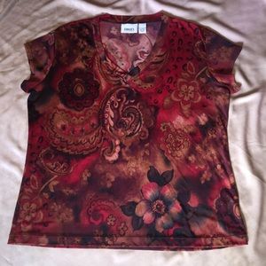 Chico’s Traveler print v-neck top, Chico’s sz3